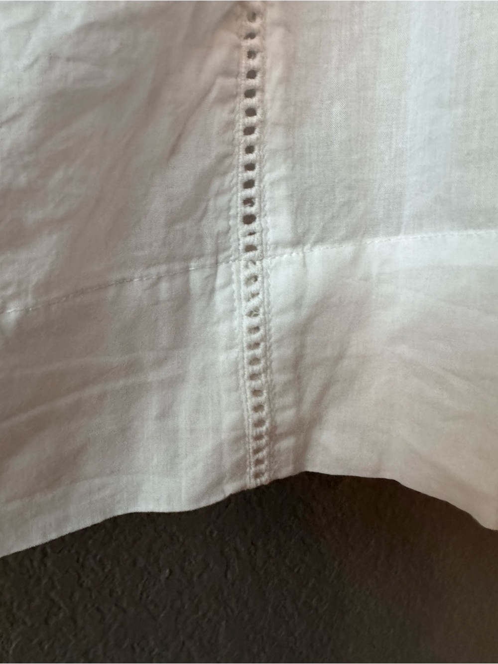 Caffe Marrakesh 100% Cotton Eyelet White Peasant Ruffle Tie-Neck Blouse - Picture 6 of 10